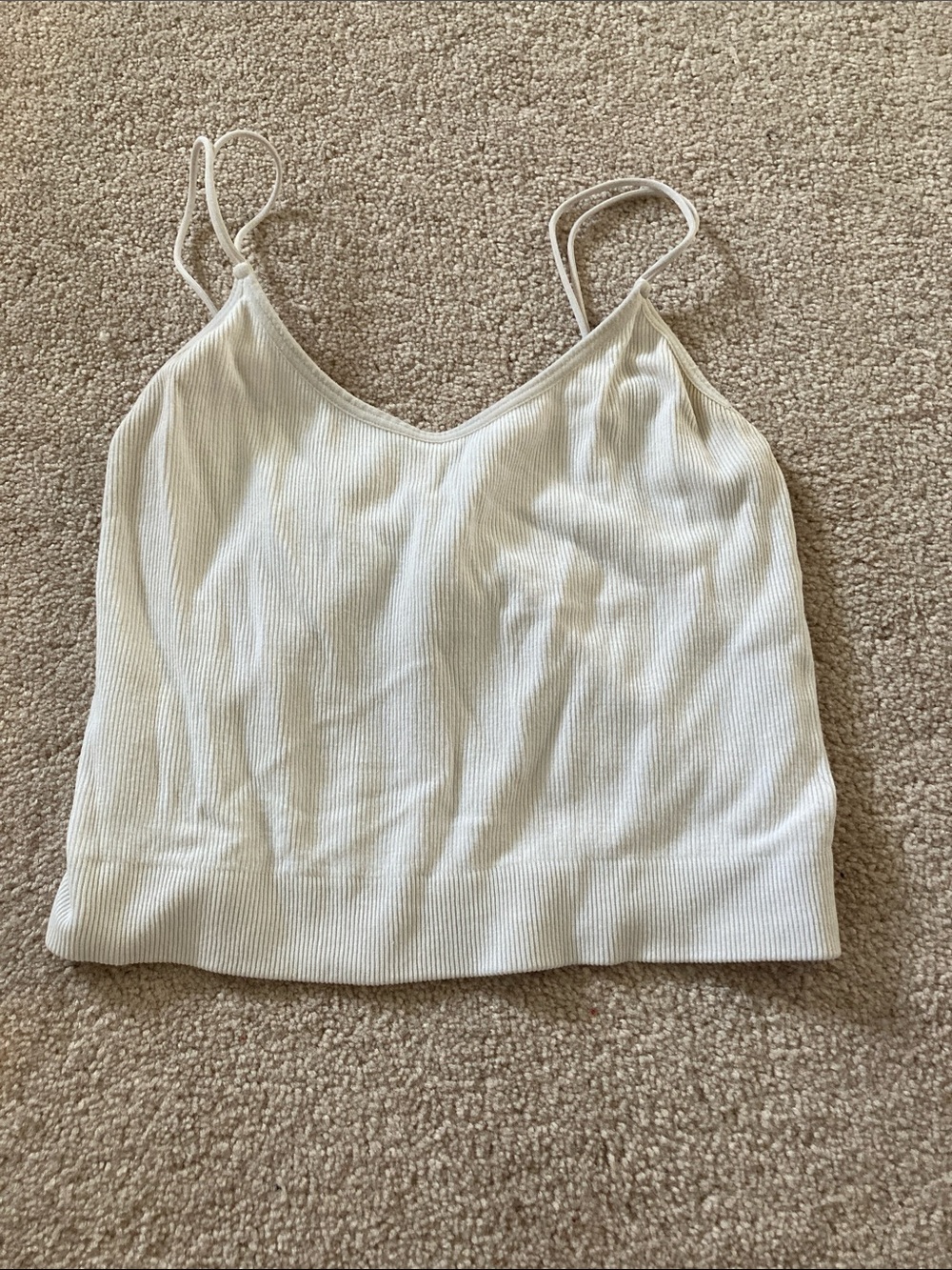 Aeropostale White Ribbed Spaghetti Strap Cami